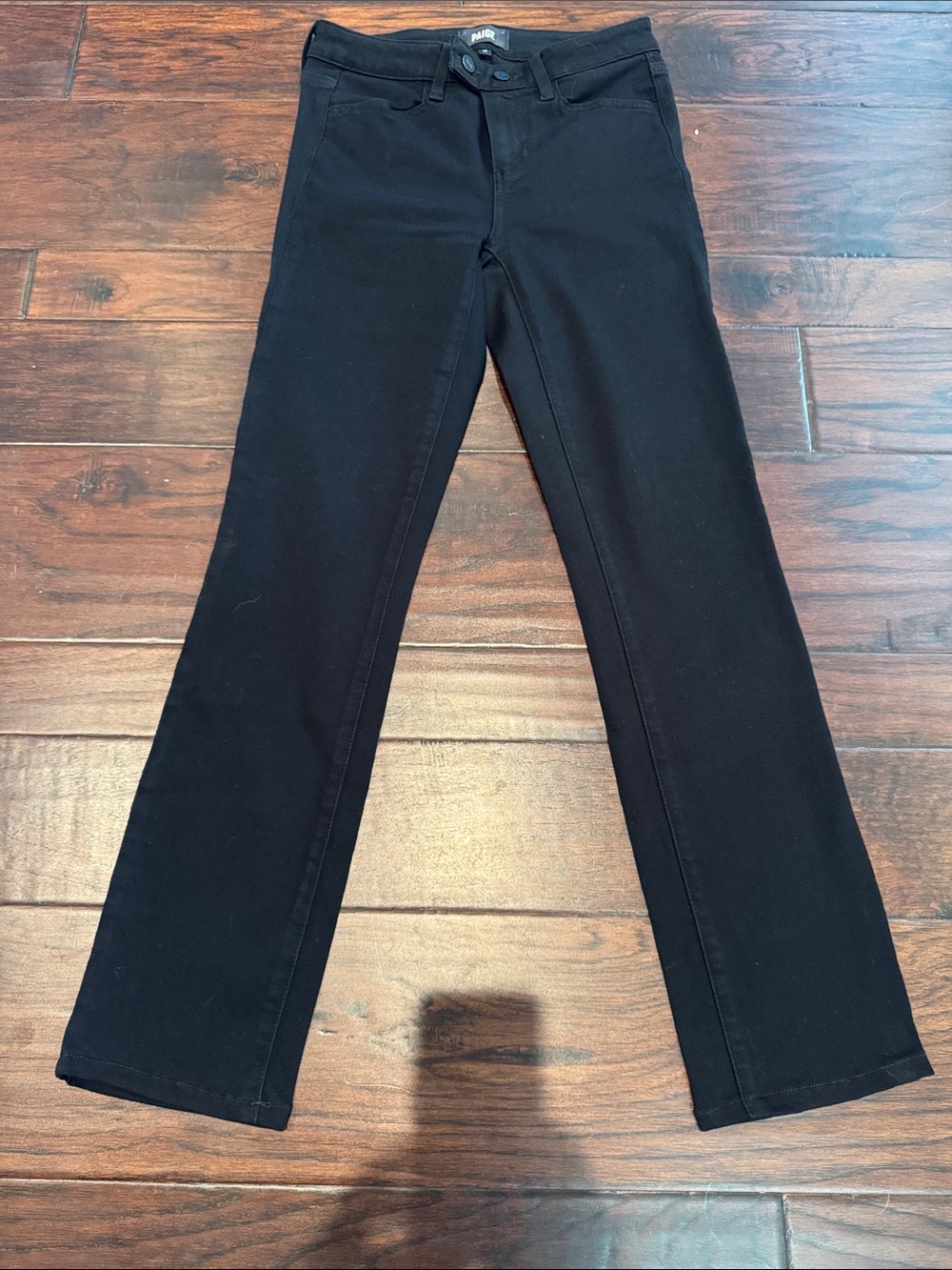 PAIGE Black Straight Leg Jeans